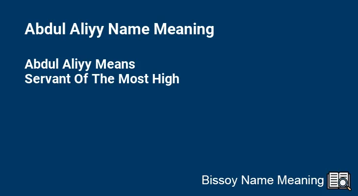 Abdul Aliyy Name Meaning